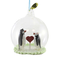 (53825) Holiday Ornament Penguin Heart Globe Ornament, 4.50 Inch, Love Animals Birds Go7004