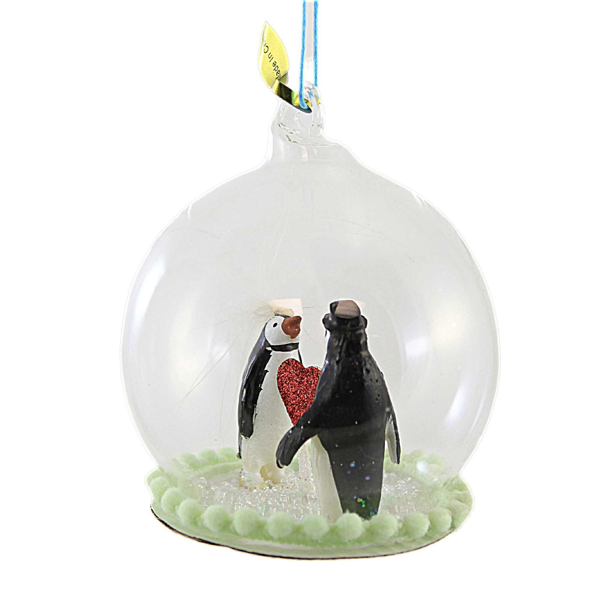 Holiday Ornament Penguin Heart Globe Ornament - - SBKGifts.com