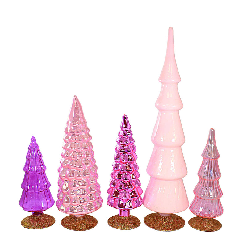 Cody Foster Pink Glass Hued Trees S/5 - - SBKGifts.com