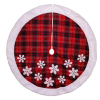 (53863) Christmas Plaid White Snowflake Treeskirt, 48.00 Inch, Holiday Skirt Ts0248