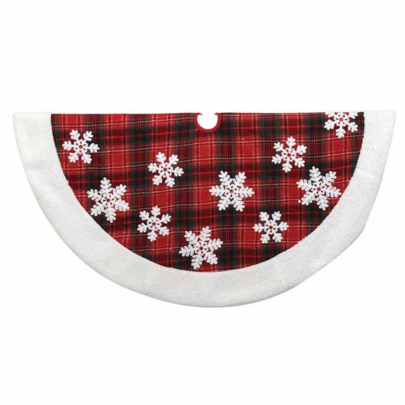 Christmas Plaid White Snowflake Treeskirt - - SBKGifts.com