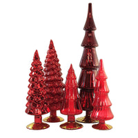 (53923) Cody Foster Red Hue Trees Set Of 5, 17.50 Inch, Christmas Valentines Village Decorate Decor Ms2040r