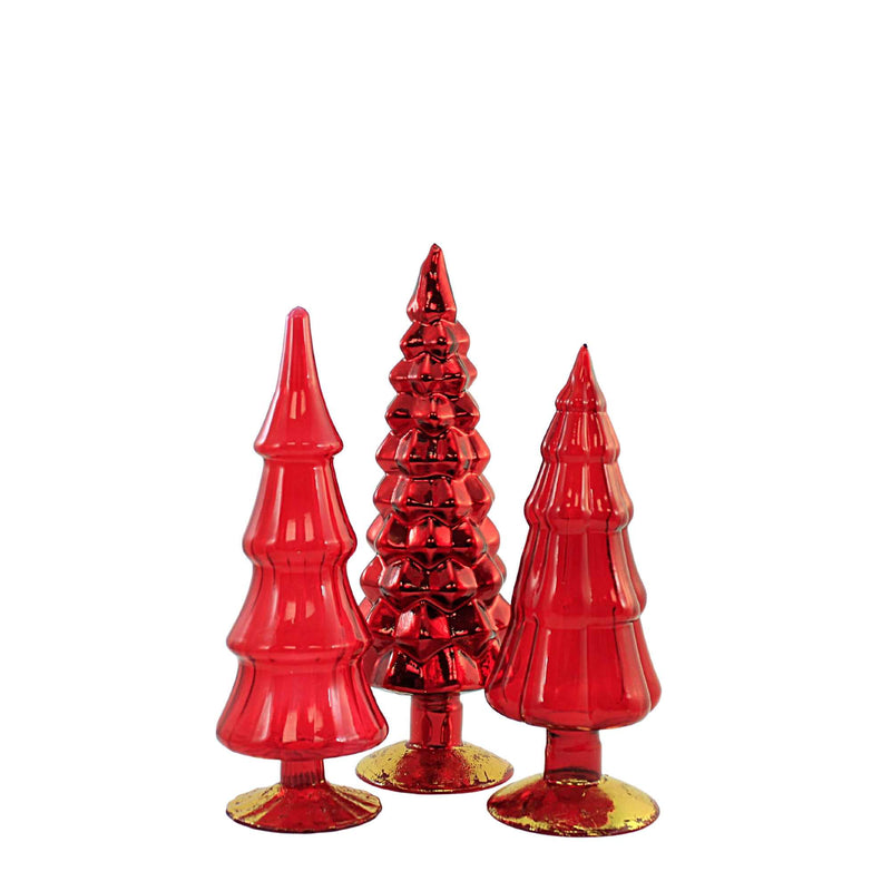 (53923) Cody Foster Red Hue Trees Set Of 5, 17.50 Inch, Christmas Valentines Village Decorate Decor Ms2040r