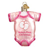 (53928) Old World Christmas Pink Baby Onesie Glittered, 3.25 Inch, First Christmas 32338.