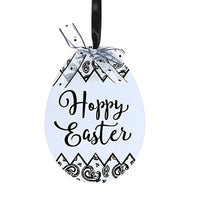 (54069) Holiday Ornament Black White Easter Egg Cutout, 6.00 Inch, Bunny Treats Joy Hunt 20409B