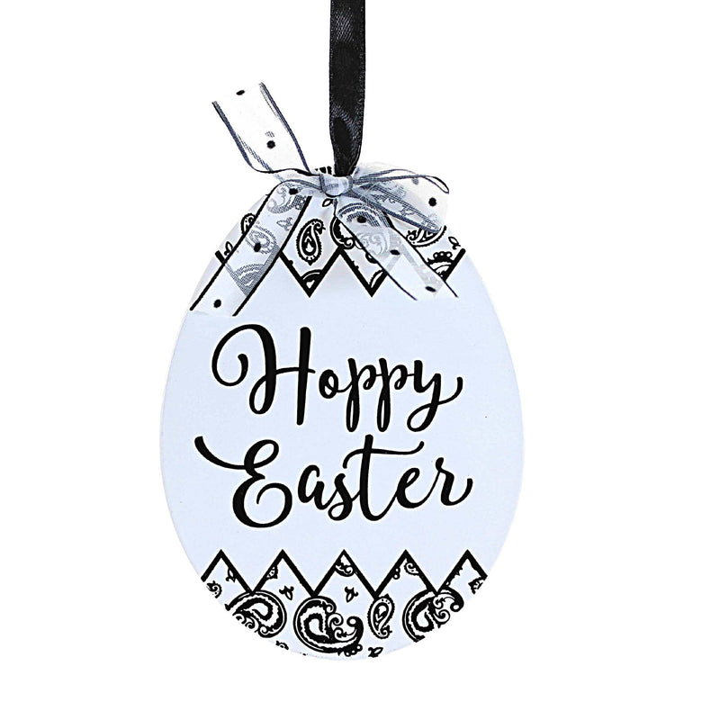 (54069) Holiday Ornament Black White Easter Egg Cutout, 6.00 Inch, Bunny Treats Joy Hunt 20409B