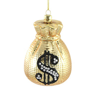 (54110) Holiday Ornament Money Bag, 4.50 Inch, Ornament Wealth Coins Dollars Go8234