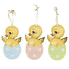 (54153) Easter Chick In Egg Ornament Set/3, 4.00 Inch, Spring Cracked Tl0219