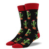 (54242) Novelty Socks Christmas Cactus, 16.00 Inch, Mens Crew Desert Santa Cap Mnc688blk