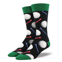 (54249) Novelty Socks Tee It Up, 16.00 Inch, Mens Crew Sports Golf Mnc1636blk