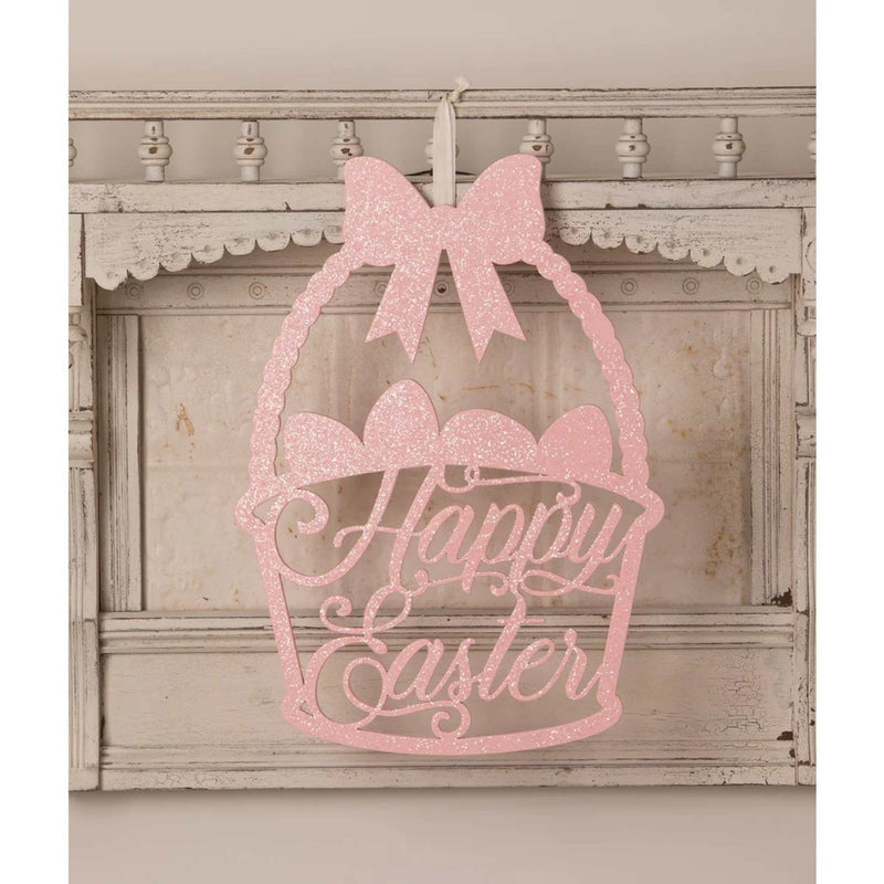 (54275) Bethany Lowe Happy Easter Basket Sign, 16.50 Inch, Welcome Glittered Rl1708