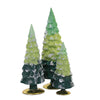 (54297) Christmas Green Glitter Gradient Trees, 11.75 Inch, Christmas Set/3 Decorate Village Mantle Decor Ombre Cd1607g