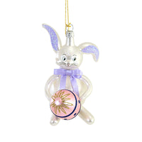 (54388) De Carlini Italian Ornaments Bunny With Pink Egg, 4.25 Inch, Ornament Easter Spring Decorate A5462p