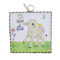 (54559) Round Top Collection Easter Lamb Mini Print, 7.00 Inch, Chick Butterfly Flower E22096