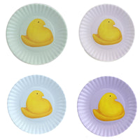 (54567) Tabletop Peeps "Paper" Plate Coasters, 4.00 Inch, 4 Pc Set Melamine Easter Decor Me0504