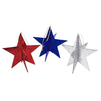 (54591) Bethany Lowe Americana Star Ornaments Set/3, 3.00 Inch, Patriotic Usa Decor Dimensional Tf1226