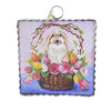 (54605) Round Top Collection French Lop Basket Mini Print, 7.00 Inch, Bunny Rabbit Easter Flowers E22064