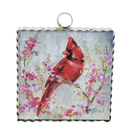 (54633) Round Top Collection Spring Cardinal Mini Print, 7.00 Inch, Cardinal Flowers S22083