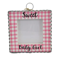 (54682) Round Top Collection Baby Girl Photo Frame, 7.00 Inch, Pink Gingham Plaid Y22027