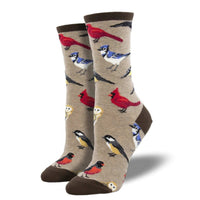 (54718) Novelty Socks Bird Is The Word, 14.00 Inch, Womens Crew Blue Jay Cardinal Wnc2377