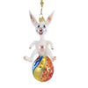 (54942) Morawski White Bunny On Decorated Egg, 6.25 Inch, Ornament Easter Sprind 09867