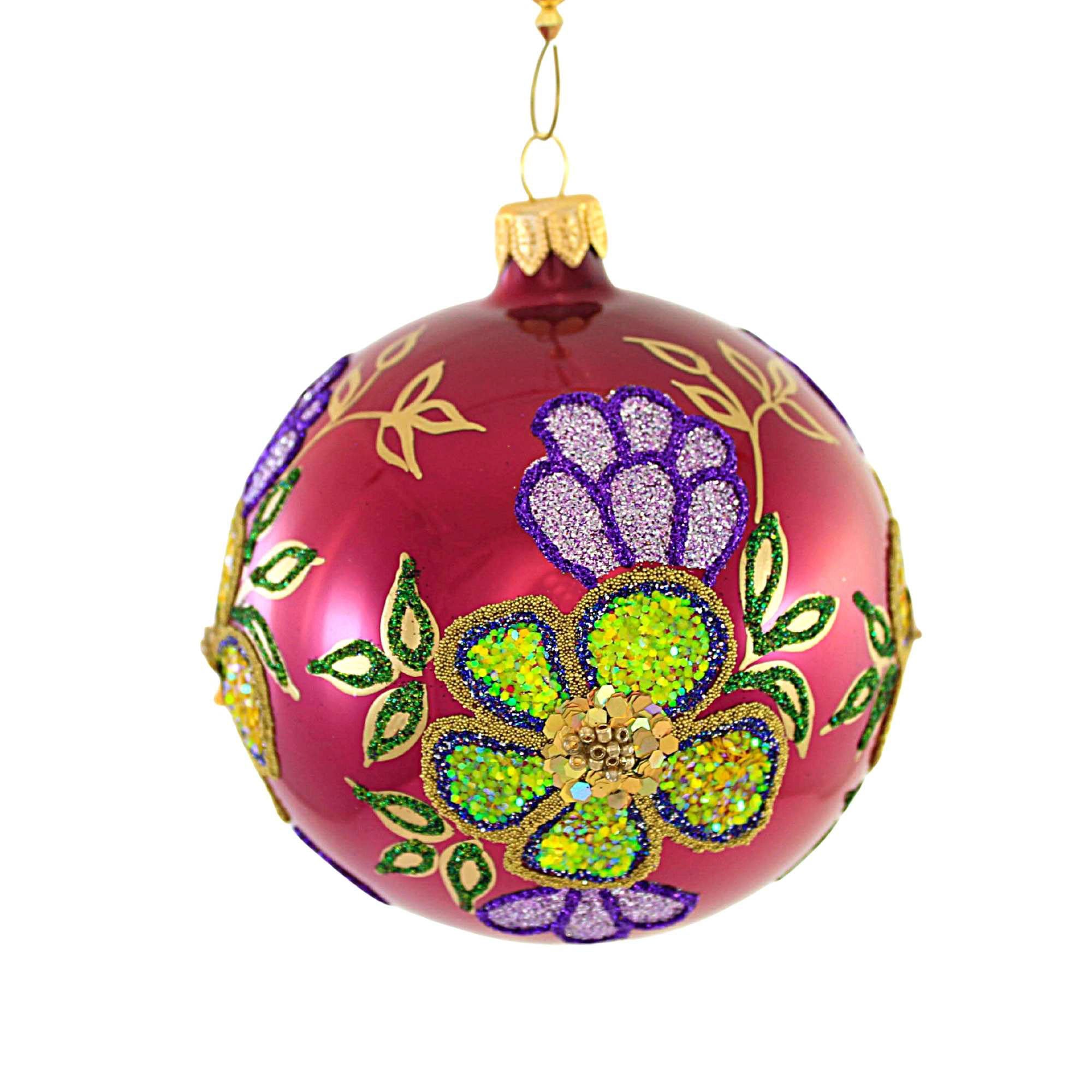 Heartfully Yours La Scala Glass Ornament Ball Floral Flower 1166 ...