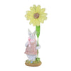 (55217) Easter Bunny In Pink Dress Figurine, 10.75 Inch, Glittered Daisy Flower 20372A