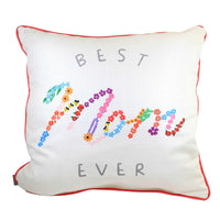 (55221) Home Decor Best Mom Ever Pillow, 17.00 Inch, Mother's Day Floral Txt0822p