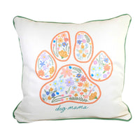 (55222) The Little Birdie Dog Mama Pillow, 17.00 Inch, Paw Print Floral Txt0843p