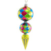 (55225) Sbk Gifts Holiday Double Drop W/ Chartreuse Flare, 10.00 Inch, Ornament Harlequin Design Ball Sbk221002