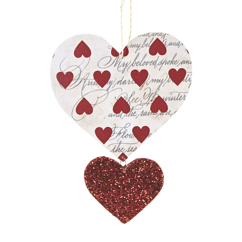 (55263) Valentine's Day Love Letter Heart Ornaments, 4.75 Inch, Glitter Set Three Tl0215s