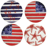 (55353) Patriotic Coasters, 4.00 Inch, American Flag Starfish 20882