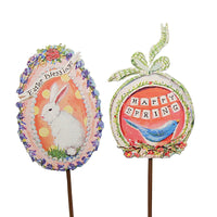 (55388) Round Top Collection Gallery Sugar Egg Stakes, 24.75 Inch, Spring Blessings E22073