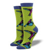 (55494) Novelty Socks Hummingbirds, 14.00 Inch, Citron Graphic Crew Wbn556ctn