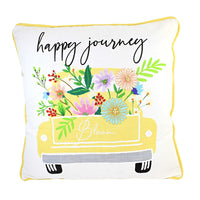 (55511) Home Decor Happy Journey Pillow, 18.00 Inch, Flowers Truck Mg182894