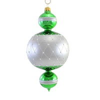 (55609) Sbk Gifts Holiday Green & Silver 3 Ball Pendent, 8.00 Inch, Ornament Lattice Diamond Sbk221031