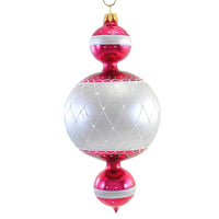 (55611) Sbk Gifts Holiday Fuchsia & Silver 3 Ball Pendent, 8.00 Inch, Ornament Lattice Diamond Sbk221033