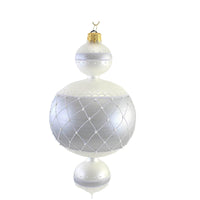 (55613) Sbk Gifts Holiday White & Silver 3 Ball Pendent, 8.00 Inch, Ornament Lattice Diamond Bridal Sbk221035