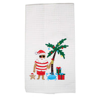 (55629) Decorative Towel Vacationing Santa, 26.50 Inch, Palm Tree Beach Crab 86100751