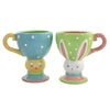 (55884) Tabletop Dottie Fancy Cup St/2, 5.25 Inch, Easter Beverage Bunny Chick A5076