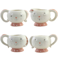 (55886) Tabletop Dottie Tea Cups, 3.00 Inch, Easter Bunny Rabbit St/4 A7179