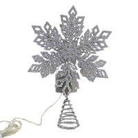 (56117) Tree Topper Finial Silver Snowflake Tree Topper, 12.00 Inch, Led Sparkle Christmas 160251