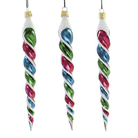 (56146) Sbk Gifts Holiday 3 Vintage Brites Twist Icicles, 8.00 Inch, Ornaments Mardi Gras 3 Pc Set Sbk221051