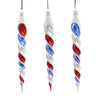 (56148) Sbk Gifts Holiday Red, Blue, Silver Twist Icicles, 8.00 Inch, Ornaments Patriotic 3 Pc Set Sbk221052