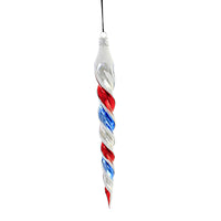 (56148) Sbk Gifts Holiday Red, Blue, Silver Twist Icicles, 8.00 Inch, Ornaments Patriotic 3 Pc Set Sbk221052