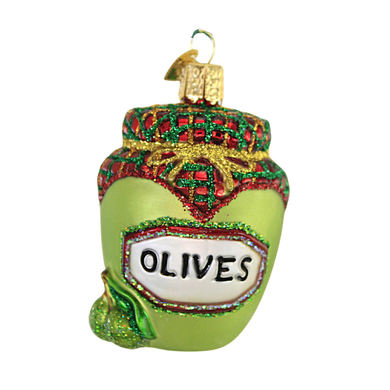 Old World Christmas Jar Of Olives Glass Ornament Fruit Oil Peace 32513 (56161)