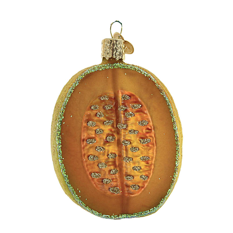 Old World Christmas Cantaloupe - One Ornament 3.5 Inch, Glass - Ornament Melon Fruit 28083 (56167)