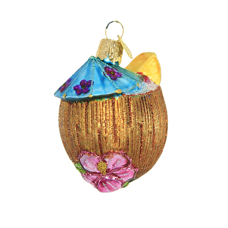 Old World Christmas Tropical Coconut Drink Ornament Umbrella Pineapple 32551 (56180)