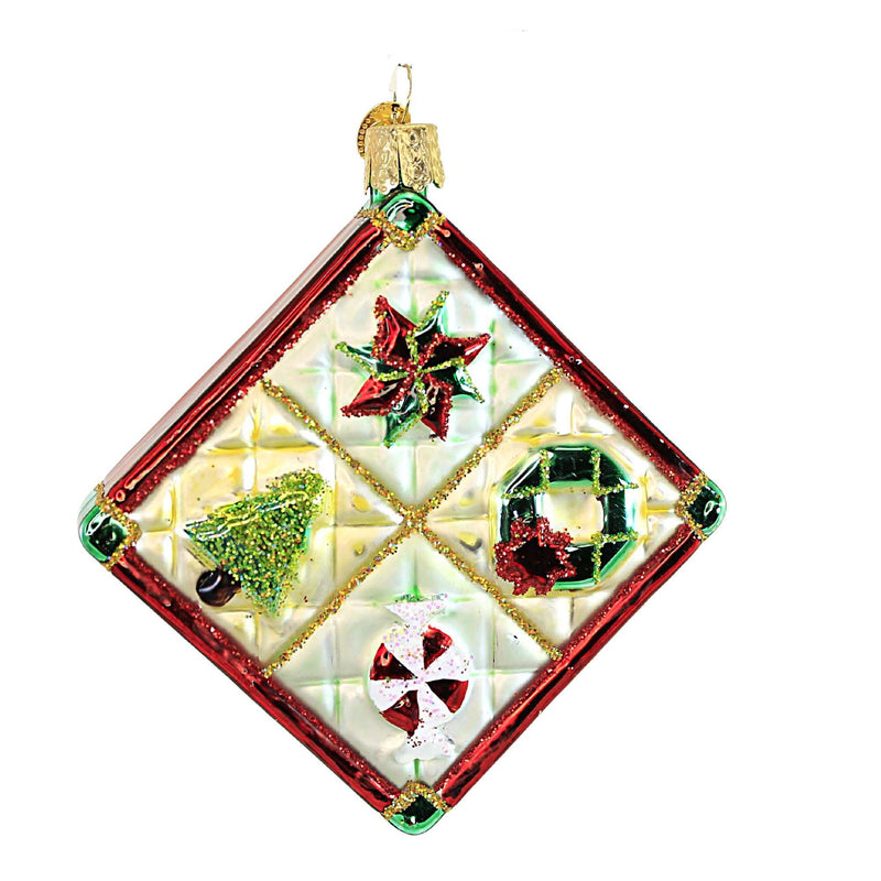Old World Christmas Christmas Quilt - One Glass Ornament 4.5 Inch, Glass - Creative Art Form 32550 (56199)