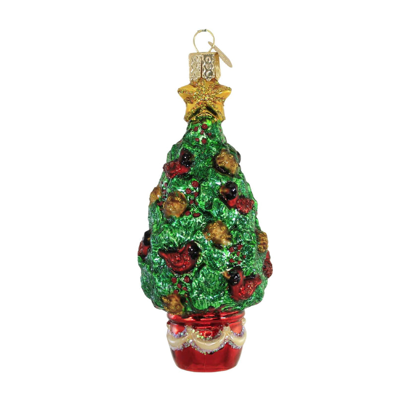 Old World Christmas Cardinal Christmas Tree Glass Bring Joy Comfort 48044 (56204)